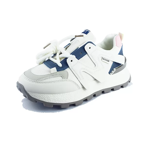 Basket sneakers pour femme 1003 beige/bleu................   sandale médicale femme confortable Maroc